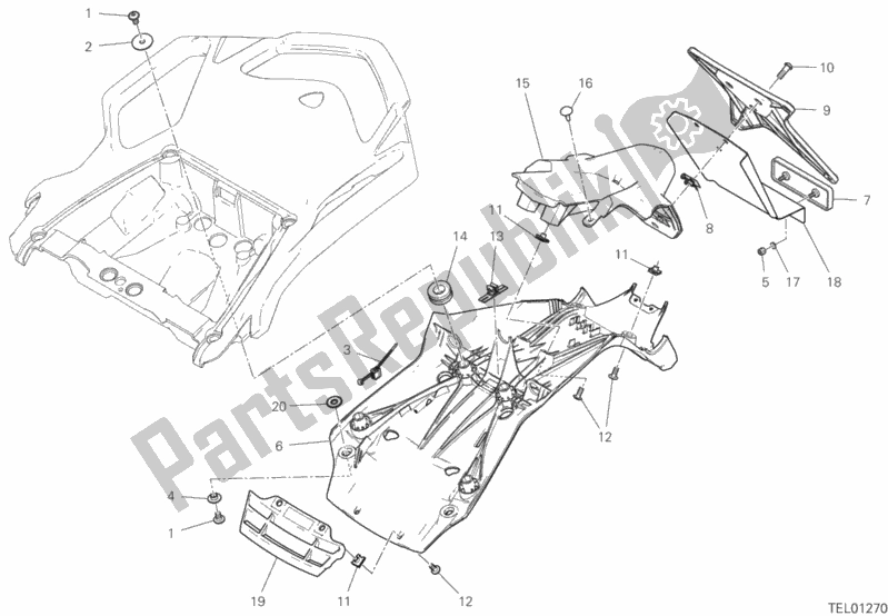 Todas as partes de 27a - Porta-placa do Ducati Multistrada 950 S Touring 2020